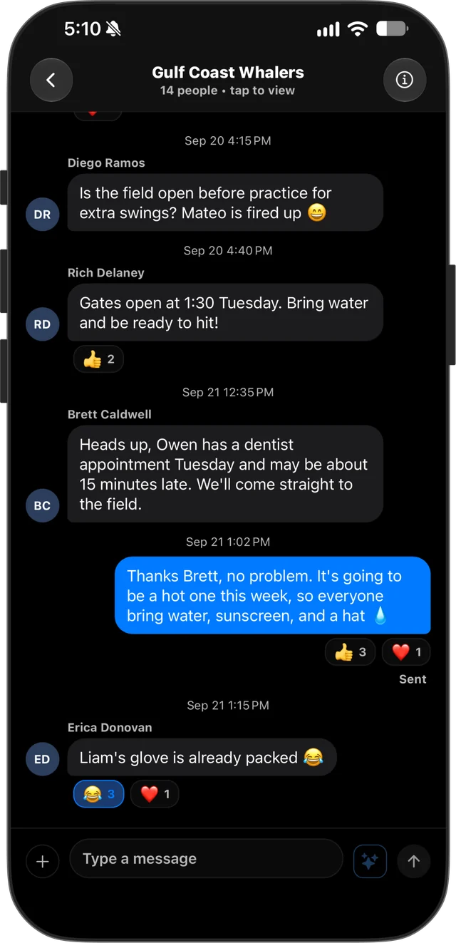 Captain team chat